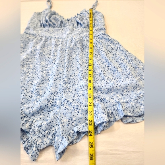 Trixxi Women's Sky Blue Flowy Floral Adjustable Spaghetti Strap Rompers, sz LG - Picture 8 of 16